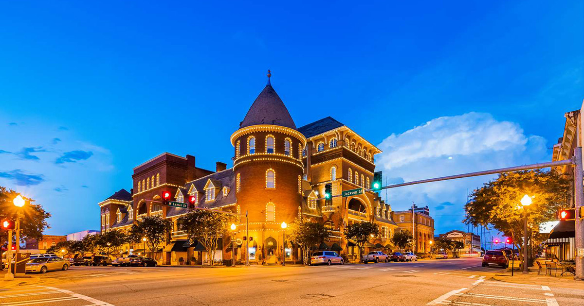 Skyline and landmark view of Americus, Georgia