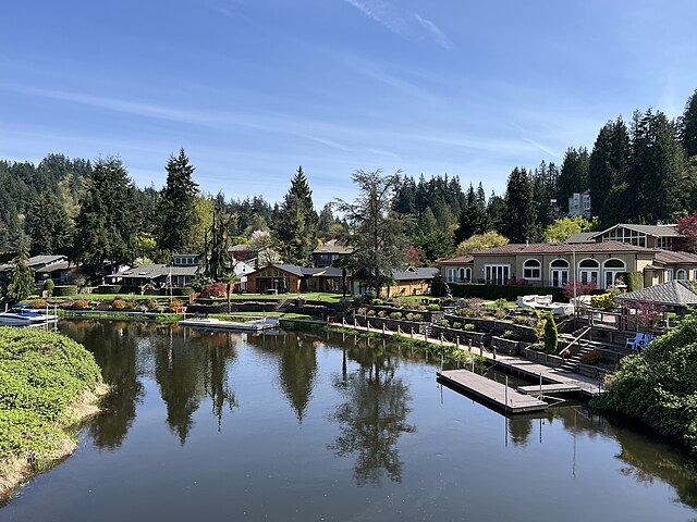 Skyline and landmark view of Bothell, Washington