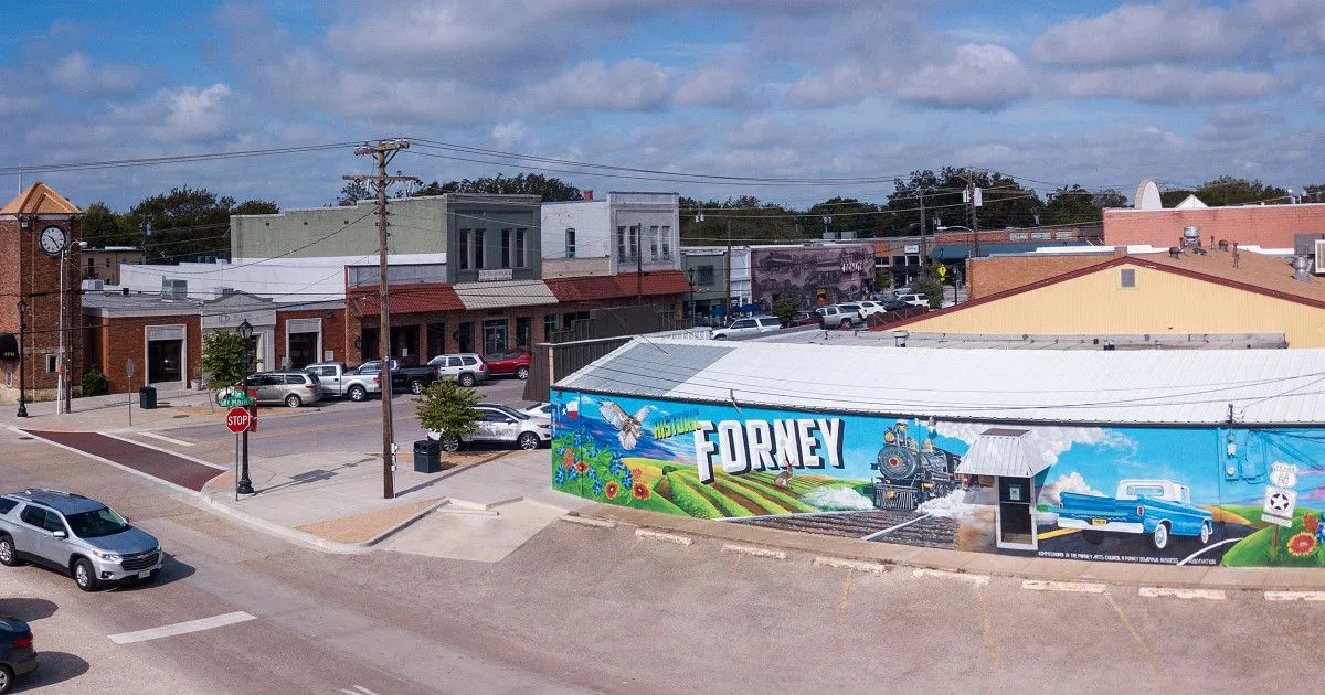 Skyline and landmark view of Forney, Texas
