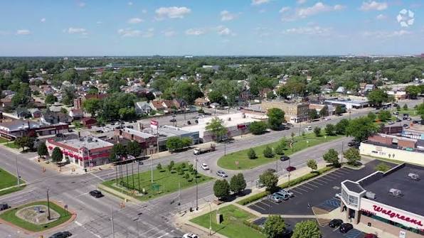 Skyline and landmark view of Lincoln Park, Michigan