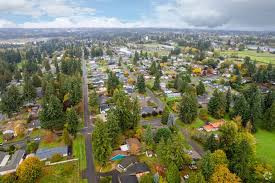 Skyline and landmark view of Milton, Washington