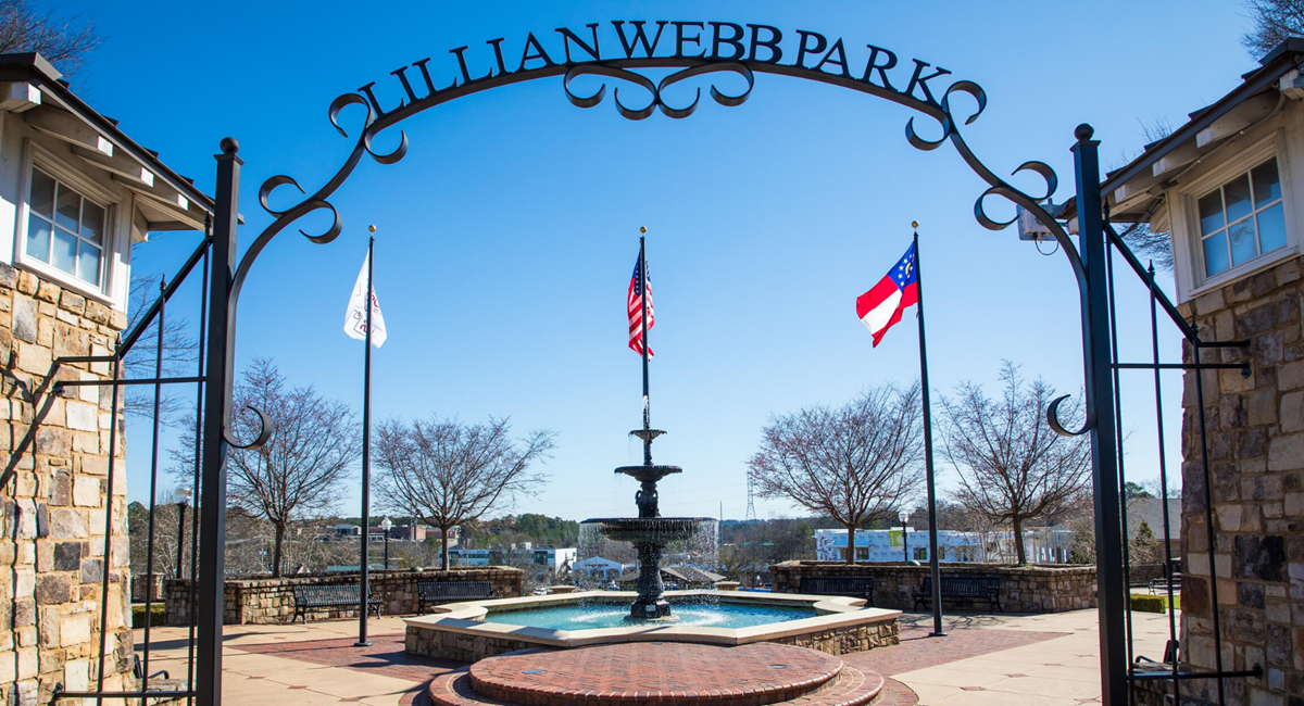 Skyline and landmark view of Norcross, Georgia