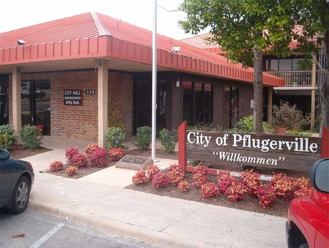 Skyline and landmark view of Pflugerville, Texas