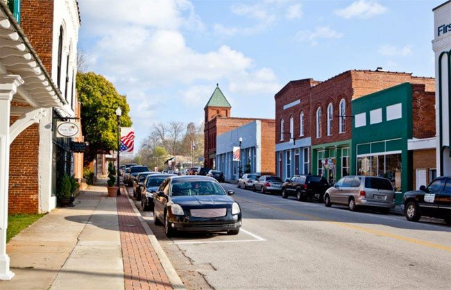 Skyline and landmark view of Ridgeway, South Carolina