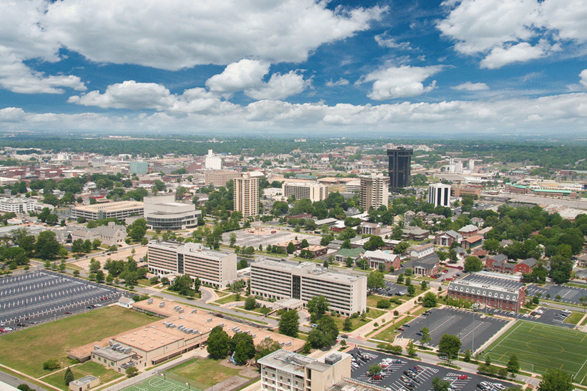 Skyline and landmark view of Springfield, Missouri