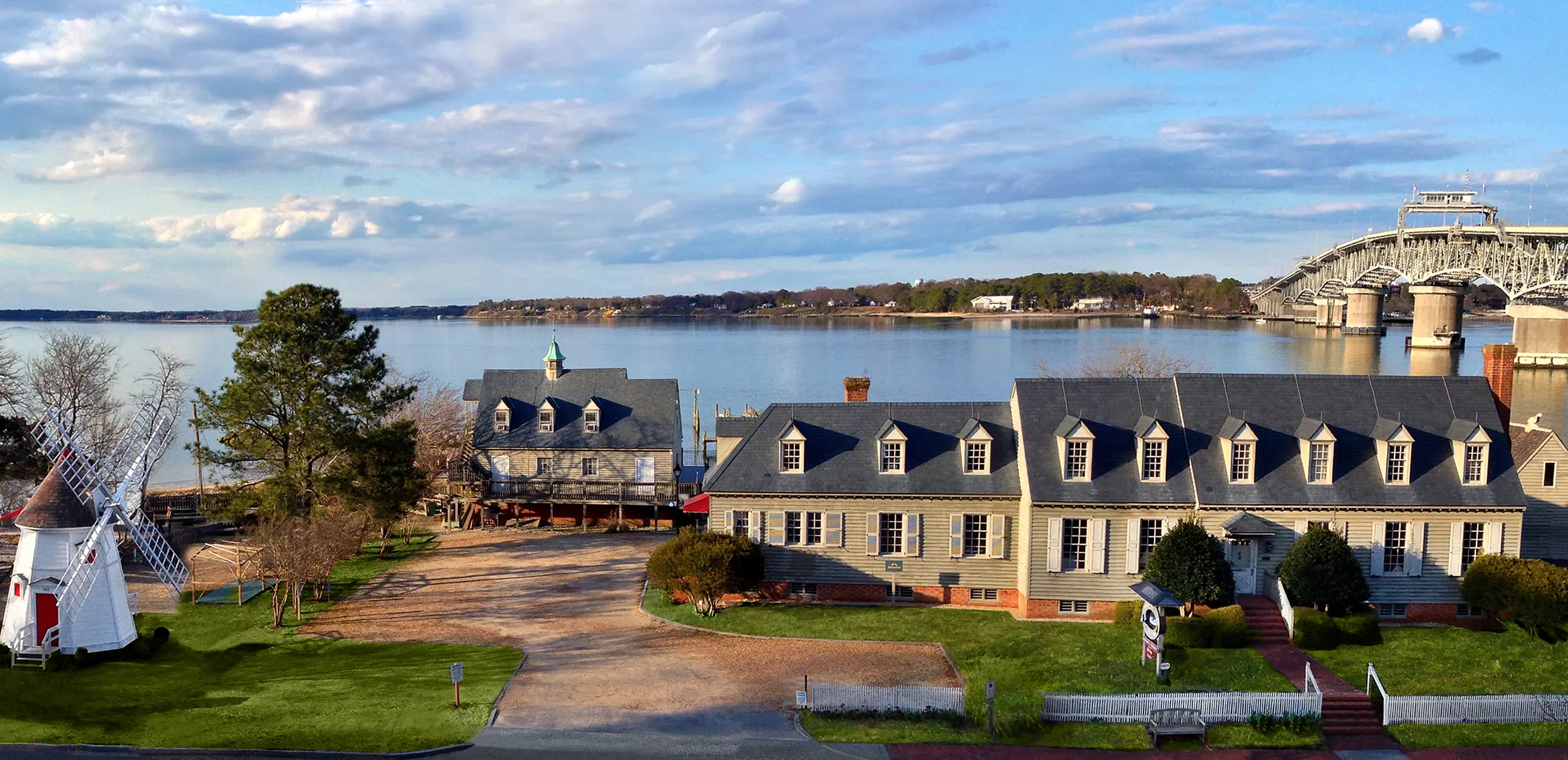 Skyline and landmark view of Yorktown, Virginia